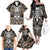 Personalised Polynesia Skull Family Matching Off Shoulder Long Sleeve Dress and Hawaiian Shirt With Boars Tusk Gold Arty Vibe - Wonder Print Shop