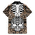 Personalised Polynesia Skull Family Matching Off Shoulder Long Sleeve Dress and Hawaiian Shirt With Boars Tusk Gold Arty Vibe - Wonder Print Shop