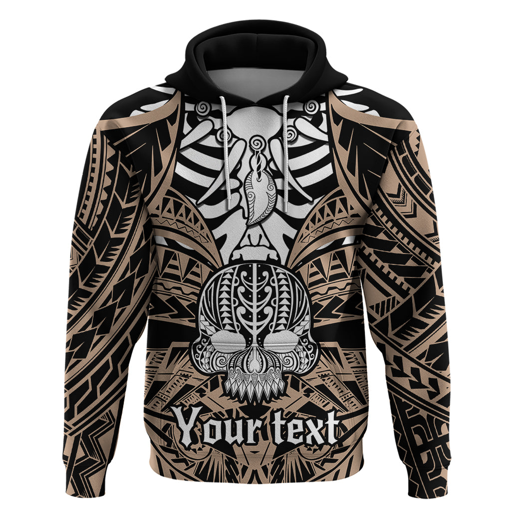 Personalised Polynesia Skull Hoodie With Boars Tusk Gold Arty Vibe - Wonder Print Shop