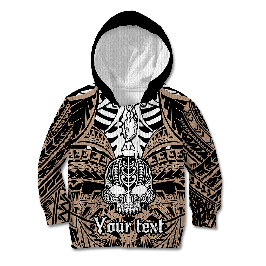 Personalised Polynesia Skull Kid Hoodie With Boars Tusk Gold Arty Vibe - Wonder Print Shop