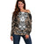 Personalised Polynesia Skull Off Shoulder Sweater With Boars Tusk Gold Arty Vibe - Wonder Print Shop