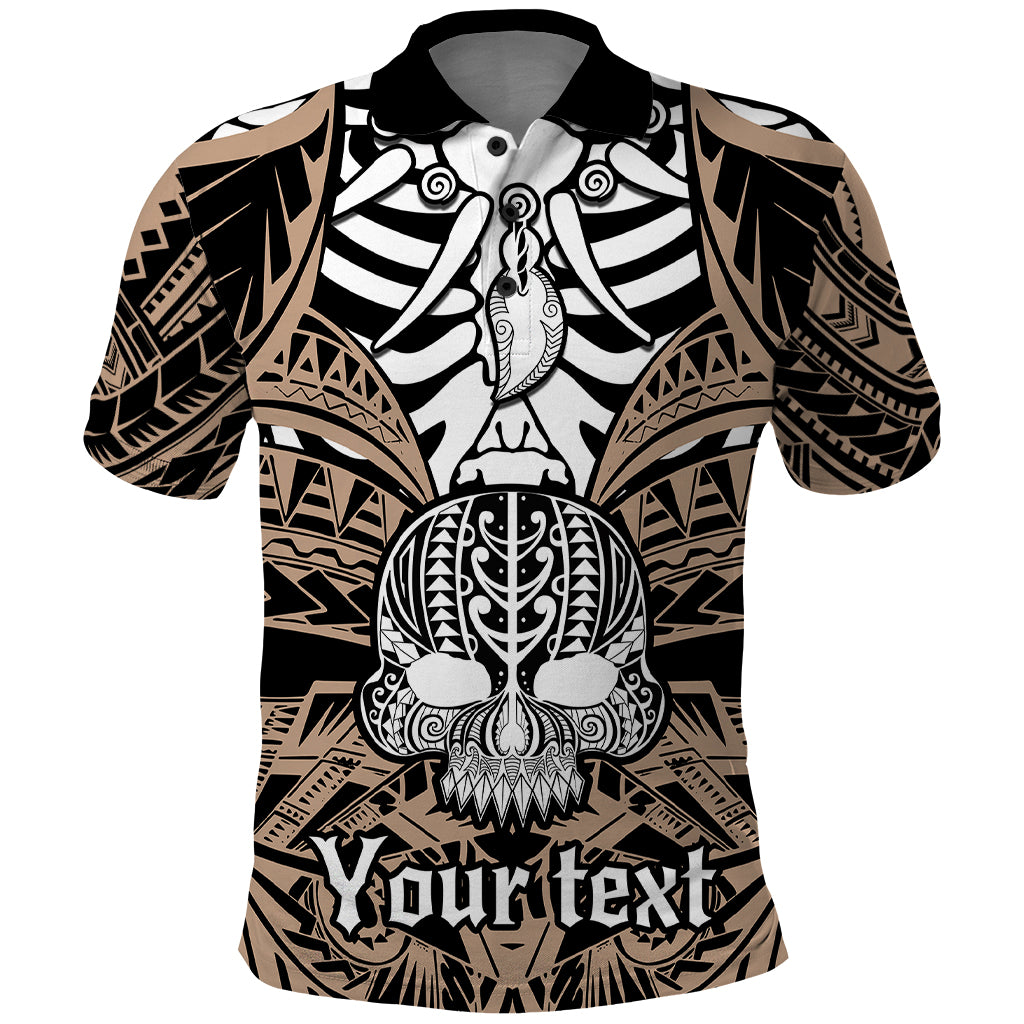 Personalised Polynesia Skull Polo Shirt With Boars Tusk Gold Arty Vibe - Wonder Print Shop