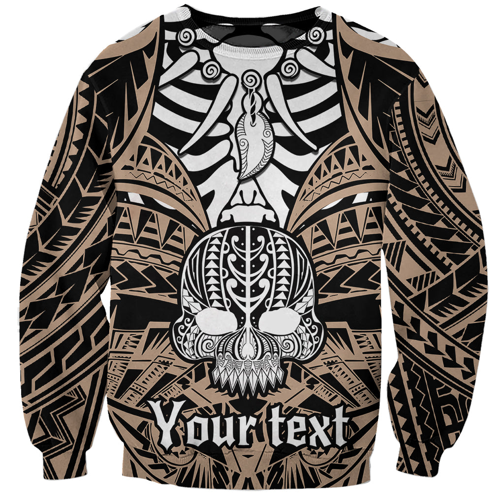 Unisex crewneck sweatshirt with boar skull graphic, gold and black tribal artwork