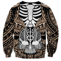 Unisex crewneck sweatshirt with front boar skull print, gold and black tribal pattern
