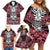 Personalised Polynesia Skull Family Matching Off Shoulder Short Dress and Hawaiian Shirt With Boars Tusk Pink Arty Vibe LT9 - Wonder Print Shop