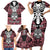 Personalised Polynesia Skull Family Matching Short Sleeve Bodycon Dress and Hawaiian Shirt With Boars Tusk Pink Arty Vibe - Wonder Print Shop