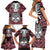 Personalised Polynesia Skull Family Matching Short Sleeve Bodycon Dress and Hawaiian Shirt With Boars Tusk Pink Arty Vibe - Wonder Print Shop