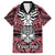 Personalised Polynesia Skull Family Matching Short Sleeve Bodycon Dress and Hawaiian Shirt With Boars Tusk Pink Arty Vibe - Wonder Print Shop