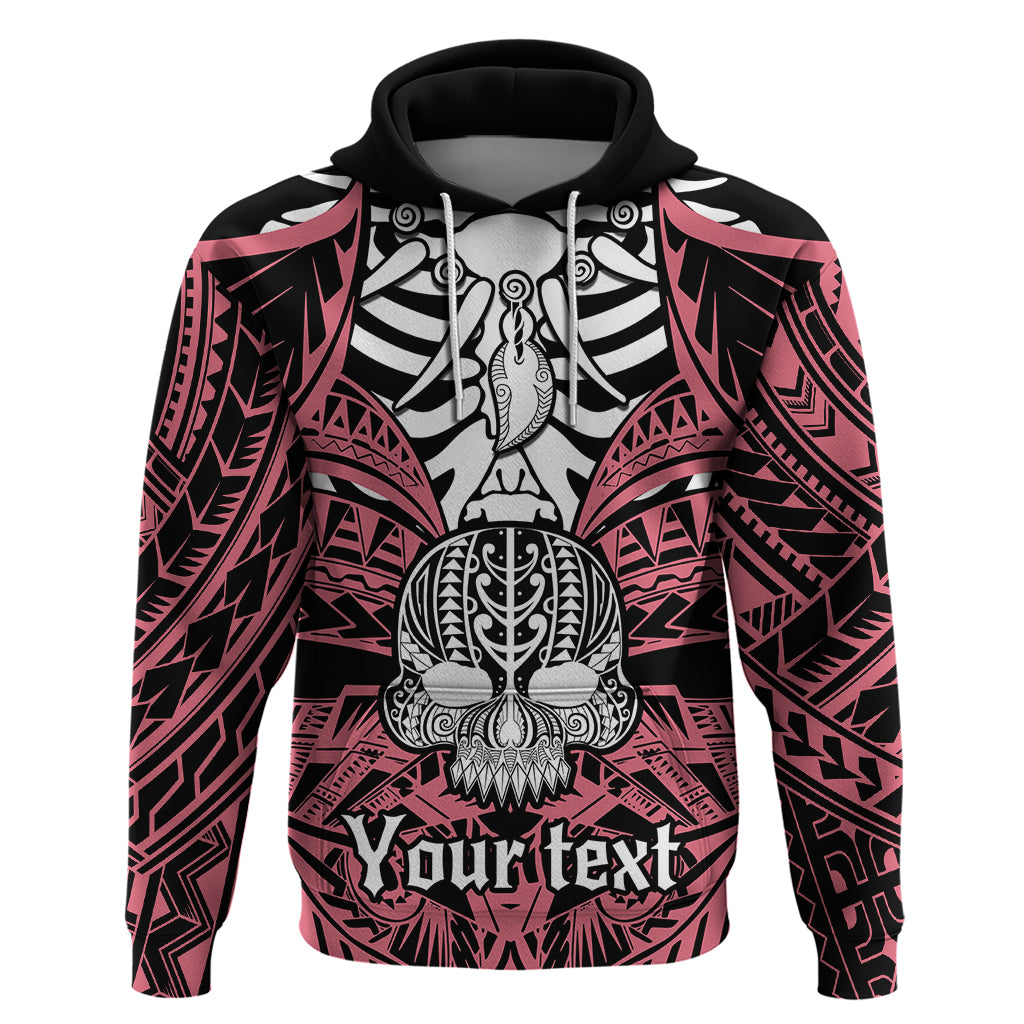 Personalised Polynesia Skull Hoodie With Boars Tusk Pink Arty Vibe - Wonder Print Shop