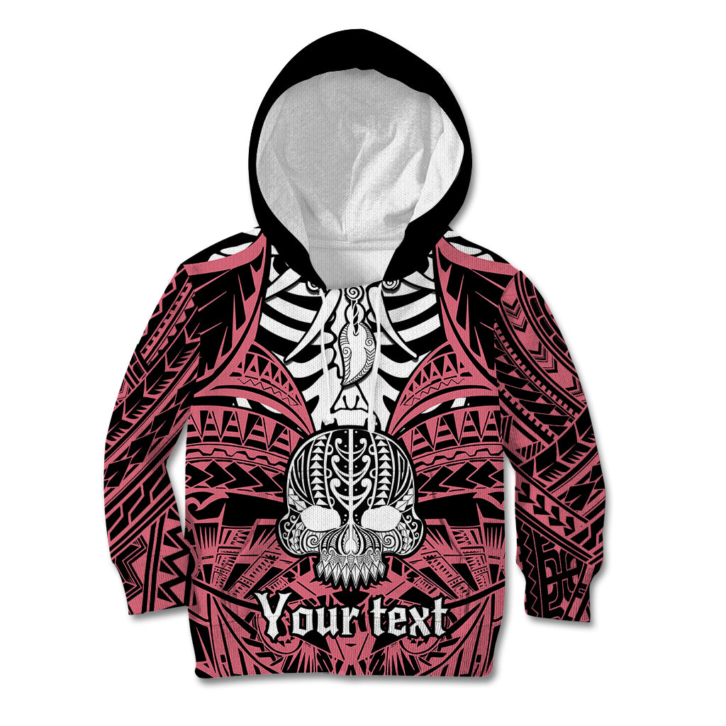 Personalised Polynesia Skull Kid Hoodie With Boars Tusk Pink Arty Vibe - Wonder Print Shop