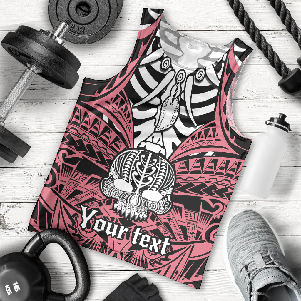 Personalised Polynesia Skull Men Tank Top With Boars Tusk Pink Arty Vibe - Wonder Print Shop