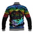 Fiji LGBT Baseball Jacket Love Is Love Tapa Pattern Rainbow Water Color LT9 - Wonder Print Shop