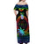 Fiji LGBT Off Shoulder Maxi Dress Love Is Love Tapa Pattern Rainbow Water Color - Wonder Print Shop