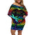 Fiji LGBT Off Shoulder Short Dress Love Is Love Tapa Pattern Rainbow Water Color - Wonder Print Shop