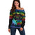 Fiji LGBT Off Shoulder Sweater Love Is Love Tapa Pattern Rainbow Water Color - Wonder Print Shop