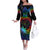 Fiji LGBT Off The Shoulder Long Sleeve Dress Love Is Love Tapa Pattern Rainbow Water Color - Wonder Print Shop