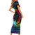 Fiji LGBT Short Sleeve Bodycon Dress Love Is Love Tapa Pattern Rainbow Water Color - Wonder Print Shop