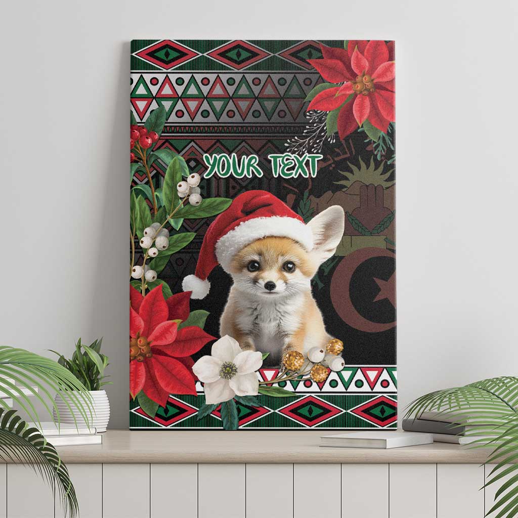 Framed canvas wall art showing fennec fox in Santa hat with “YOUR TEXT”