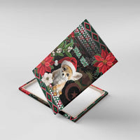Stacked canvas wall art featuring fennec fox in Santa hat with “YOUR TEXT”
