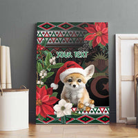 Fennec fox Christmas canvas wall art on wall with Santa hat and “YOUR TEXT”