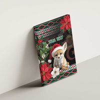 Canvas wall art angled view: fennec fox in Santa hat with “YOUR TEXT”