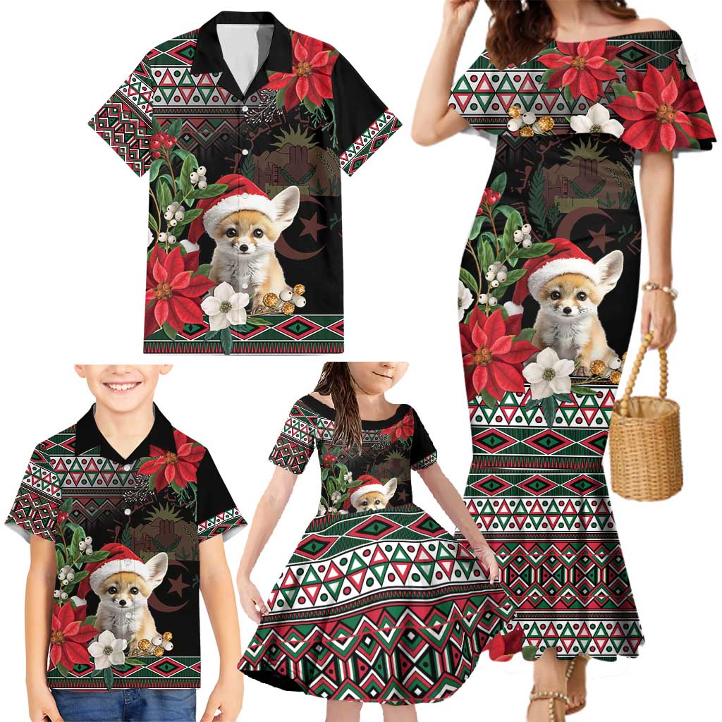 Algeria Christmas Personalized Family Matching Mermaid Dress and Hawaiian Shirt Fennec Fox Santa and Traditional Pattern LT9 - Wonder Print Shop