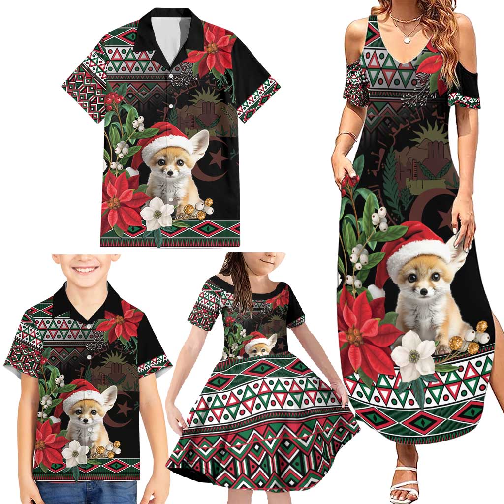 Algeria Christmas Personalized Family Matching Summer Maxi Dress and Hawaiian Shirt Fennec Fox Santa and Traditional Pattern - Wonder Print Shop