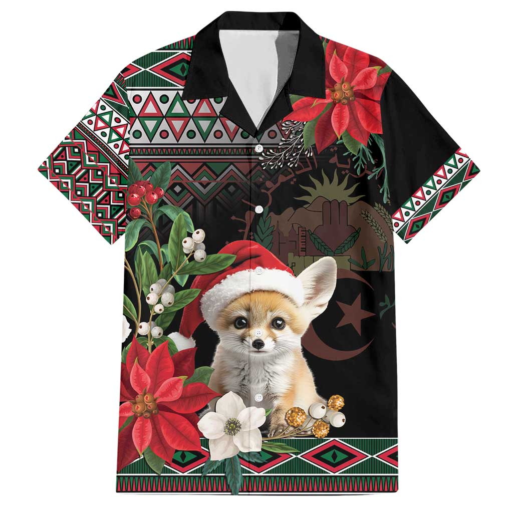 Algeria Christmas Personalized Hawaiian Shirt Fennec Fox Santa and Traditional Pattern - Wonder Print Shop