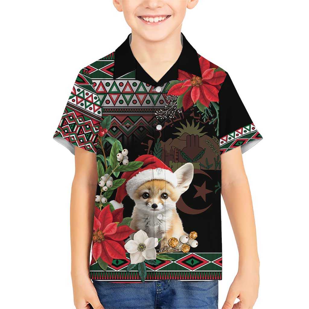 Algeria Christmas Personalized Kid Hawaiian Shirt Fennec Fox Santa and Traditional Pattern - Wonder Print Shop