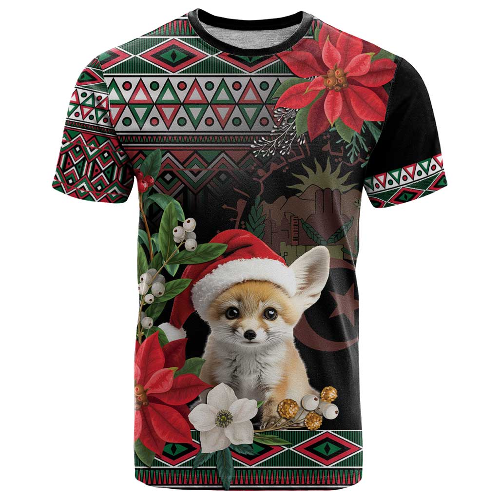 Algeria Christmas Personalized T Shirt Fennec Fox Santa and Traditional Pattern