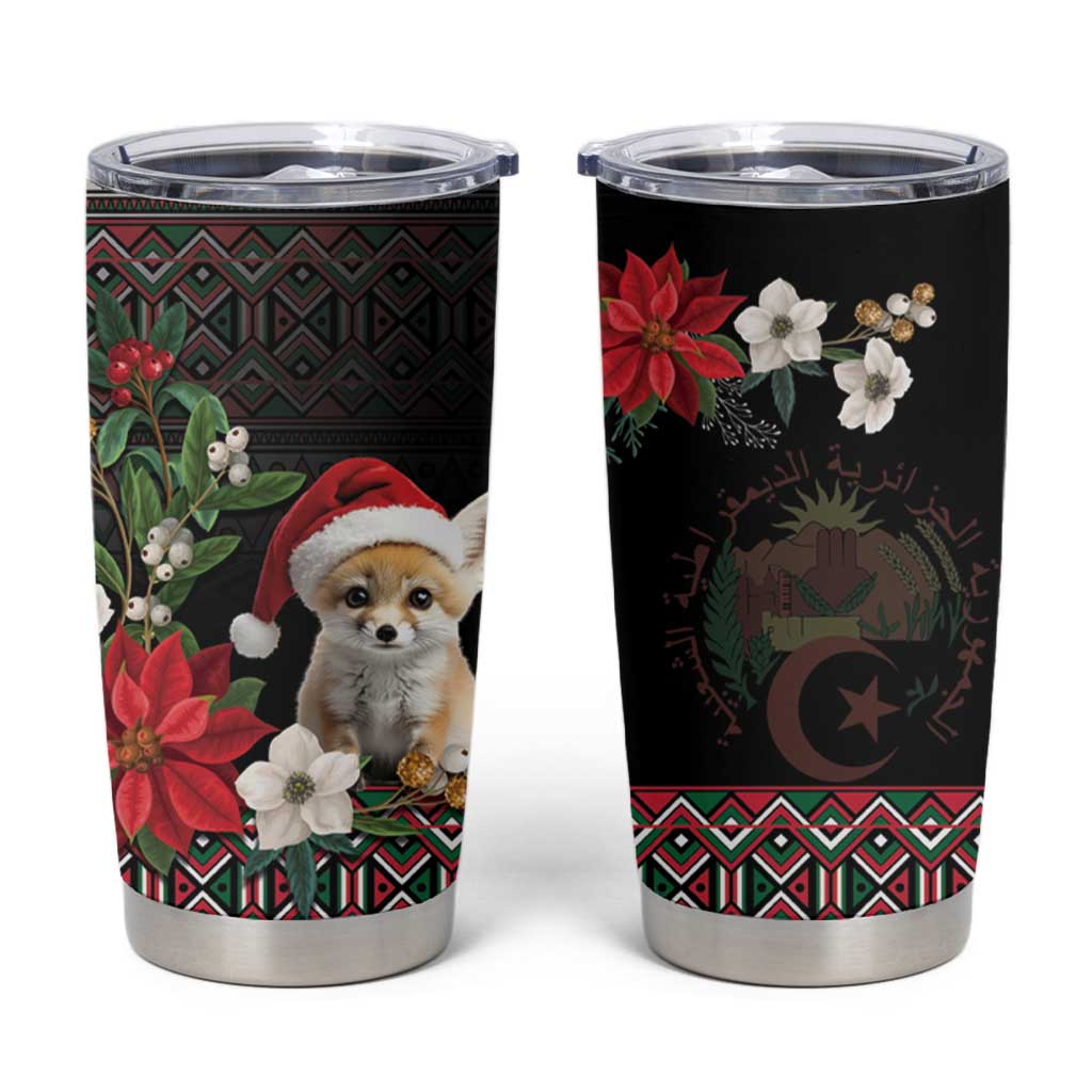 Algeria Christmas Personalized Tumbler Cup Fennec Fox Santa and Traditional Pattern - Wonder Print Shop