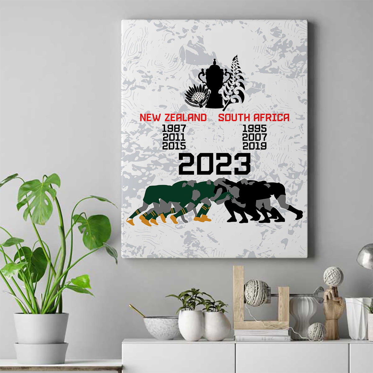 New Zealand South Africa Rugby Canvas Wall Art History Commemorative World Cup Winners Unique LT9 - Wonder Print Shop