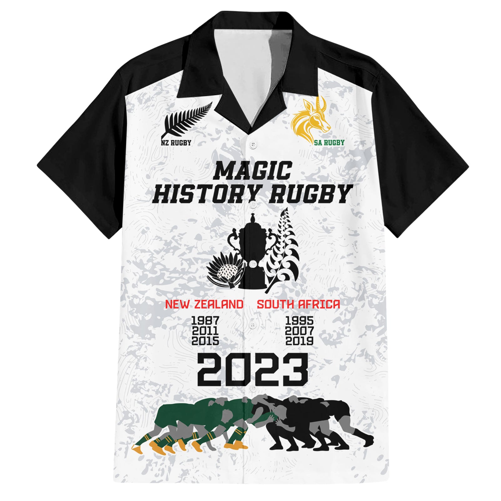 New Zealand South Africa Rugby Hawaiian Shirt History Commemorative World Cup Winners Unique - Wonder Print Shop