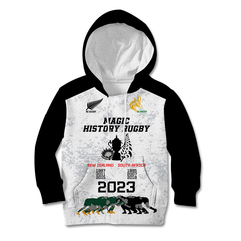 New Zealand South Africa Rugby Kid Hoodie History Commemorative World Cup Winners Unique - Wonder Print Shop