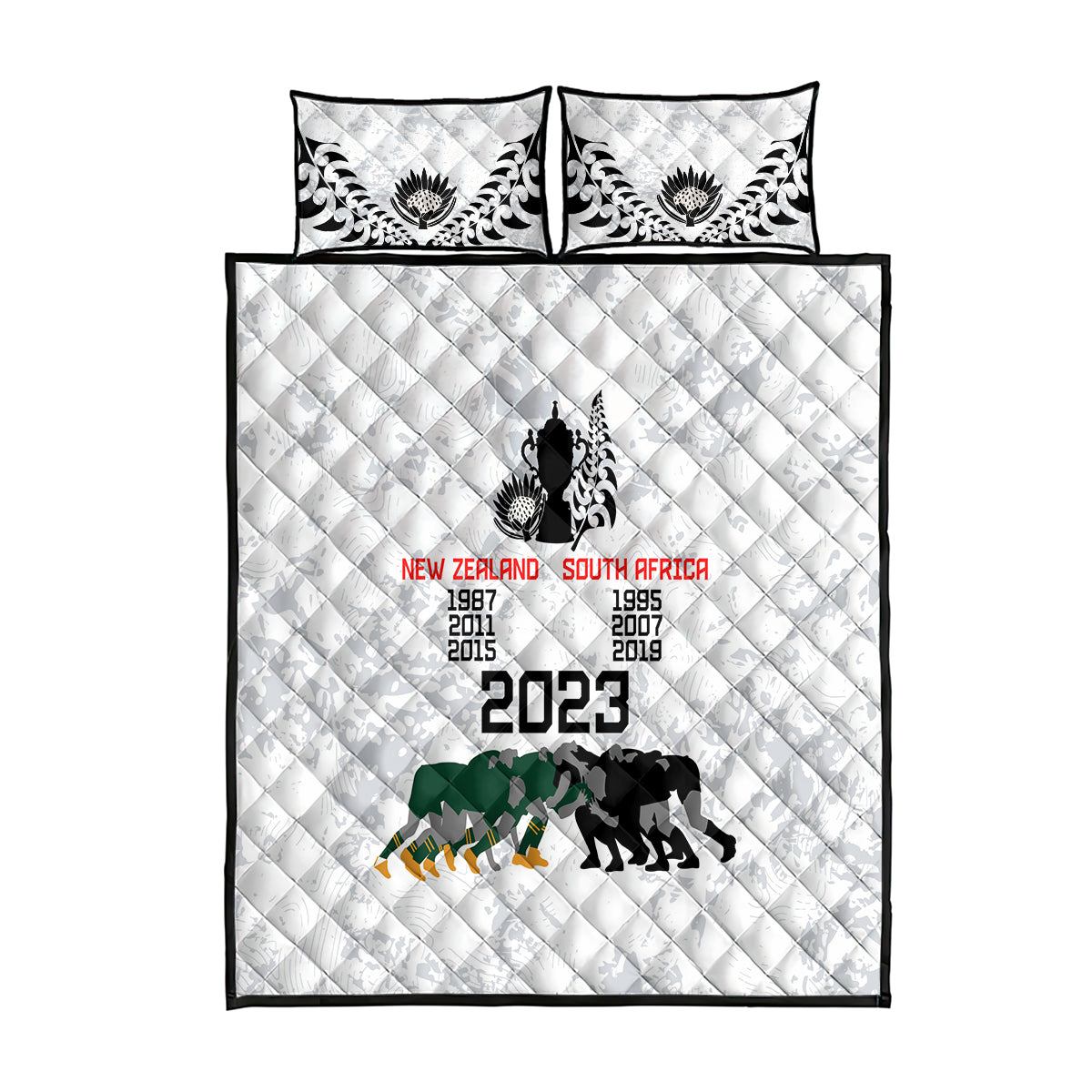 New Zealand South Africa Rugby Quilt Bed Set History Commemorative World Cup Winners Unique - Wonder Print Shop