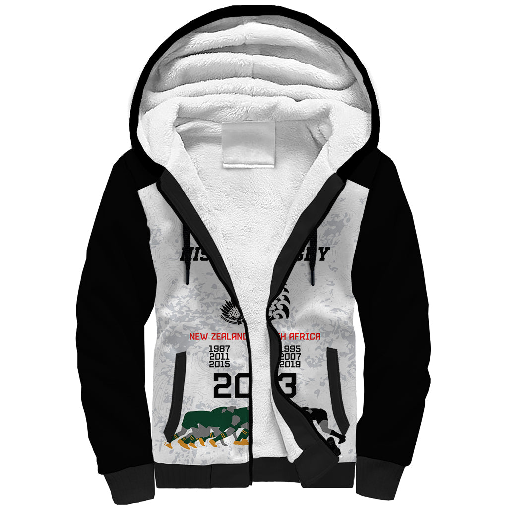 New Zealand South Africa Rugby Sherpa Hoodie History Commemorative World Cup Winners Unique - Wonder Print Shop