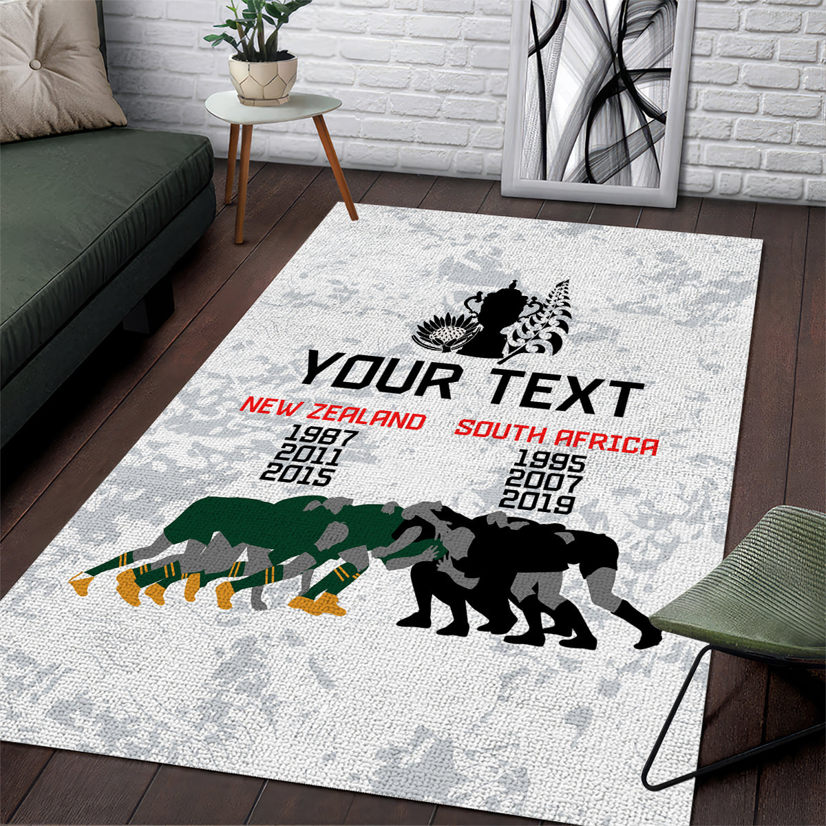 Custom New Zealand South Africa Rugby Area Rug History Commemorative World Cup Winners Unique LT9 - Wonder Print Shop