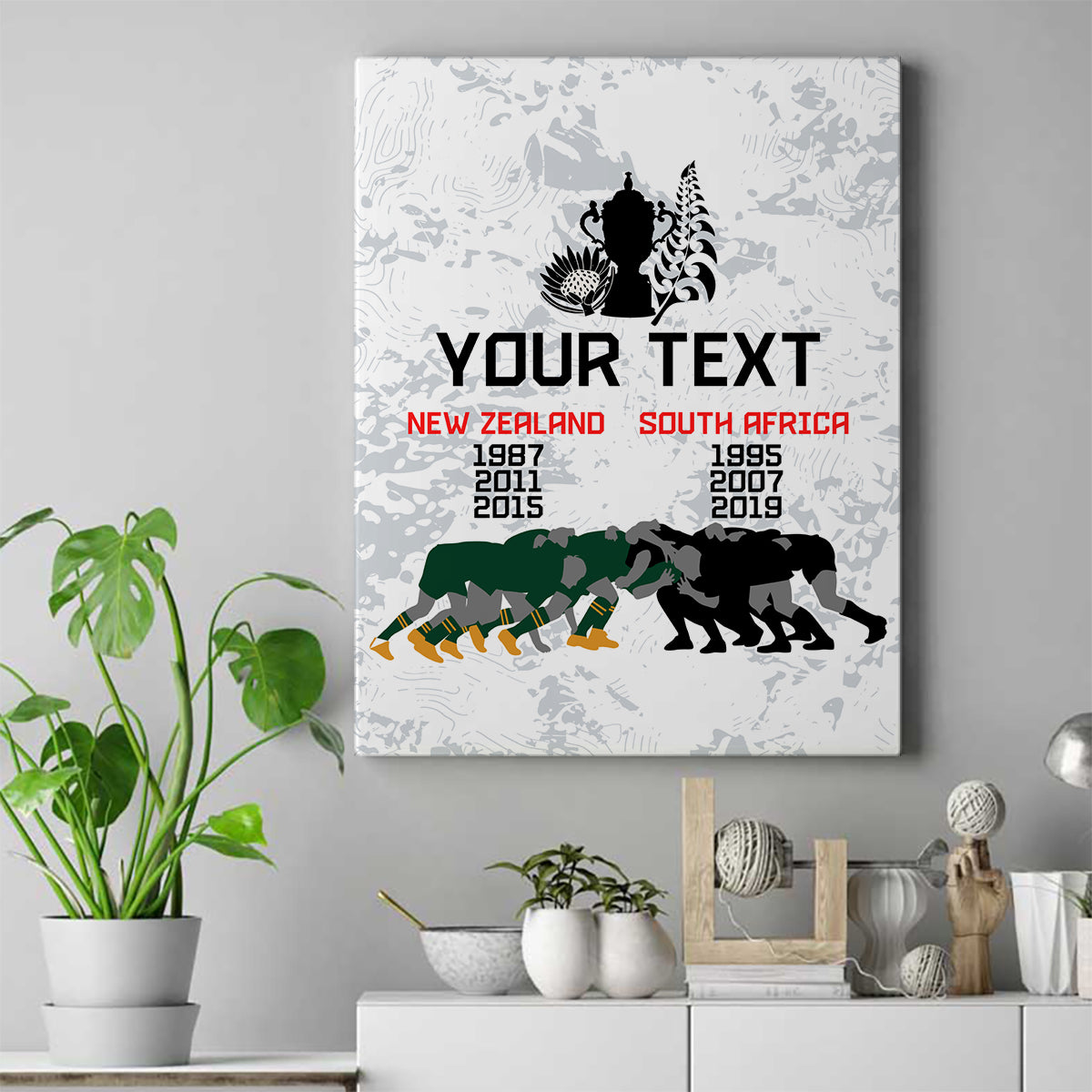 Custom New Zealand South Africa Rugby Canvas Wall Art History Commemorative World Cup Winners Unique LT9 - Wonder Print Shop