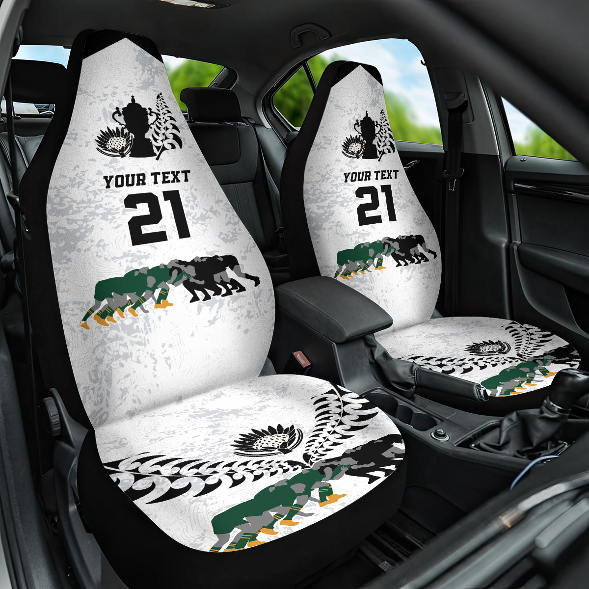 Custom New Zealand South Africa Rugby Car Seat Cover History Commemorative World Cup Winners Unique LT9 - Wonder Print Shop