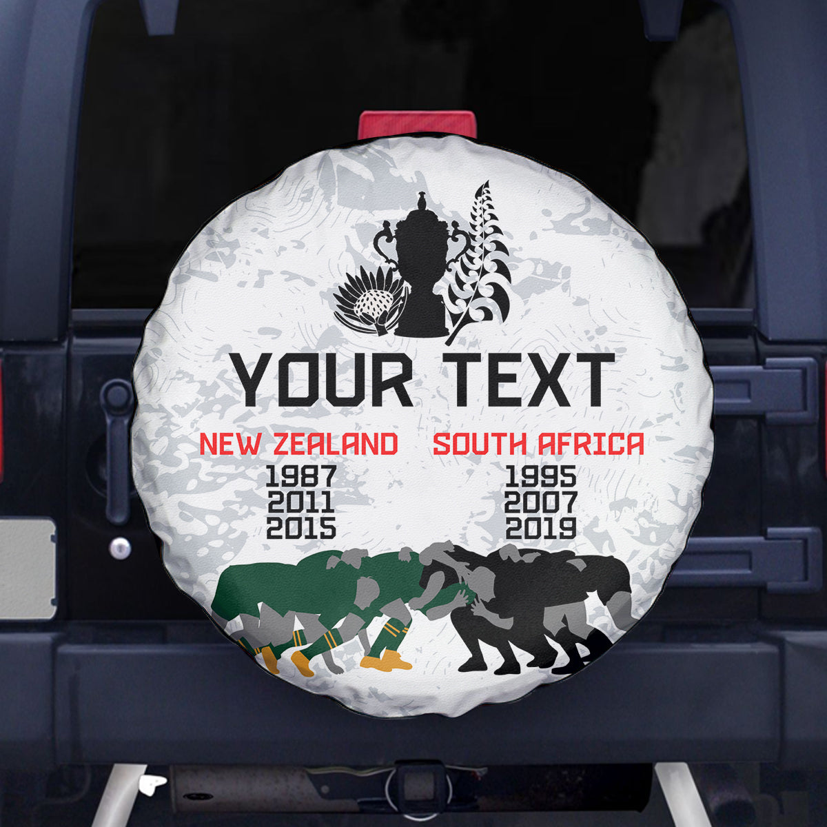 Custom New Zealand South Africa Rugby Spare Tire Cover History Commemorative World Cup Winners Unique - Wonder Print Shop