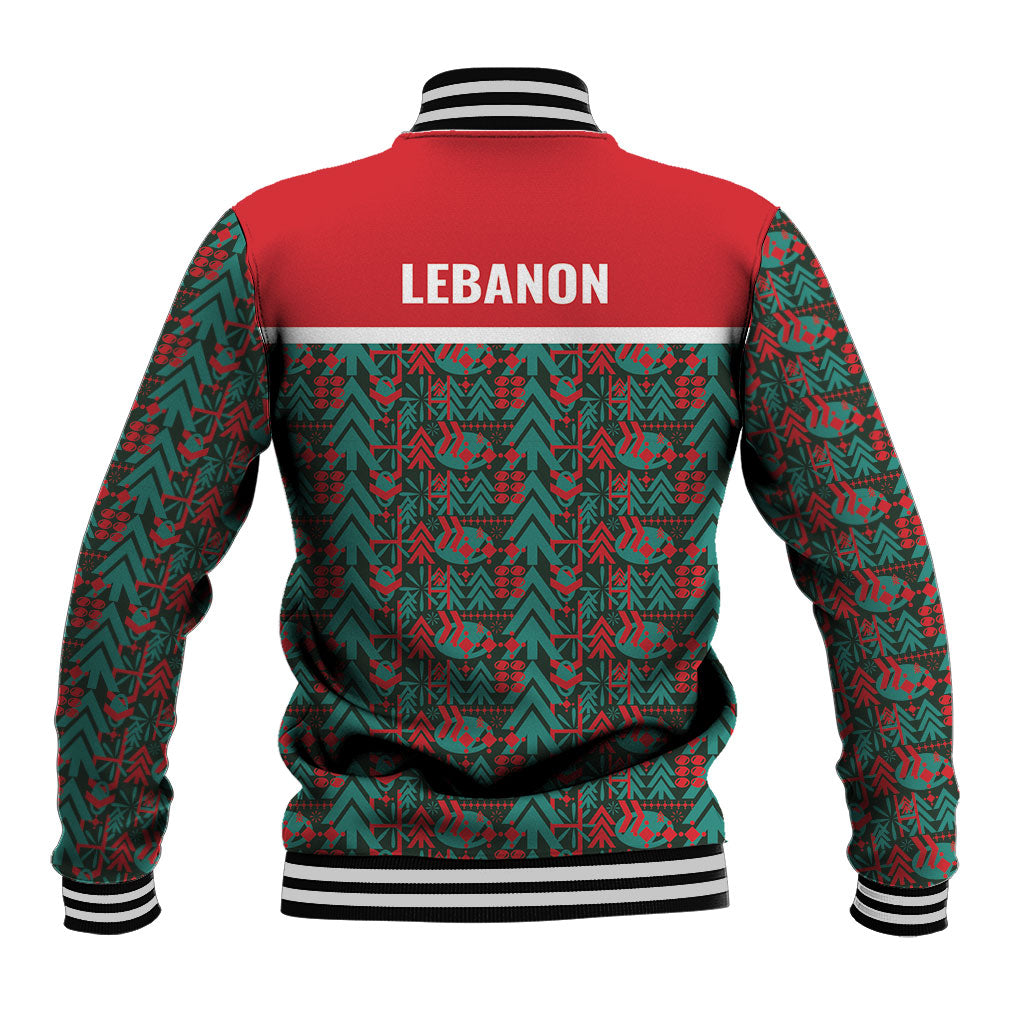 Lebanon Rugby Tree Crest Baseball Jacket Lebanese Cedar Geometric Heritage