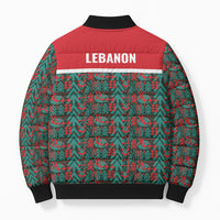 Lebanon Rugby Tree Crest Bomber Puffer Jacket Lebanese Cedar Geometric Heritage
