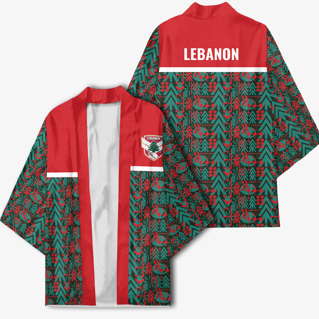 Lebanon Rugby Tree Crest Kimono Lebanese Cedar Geometric Heritage
