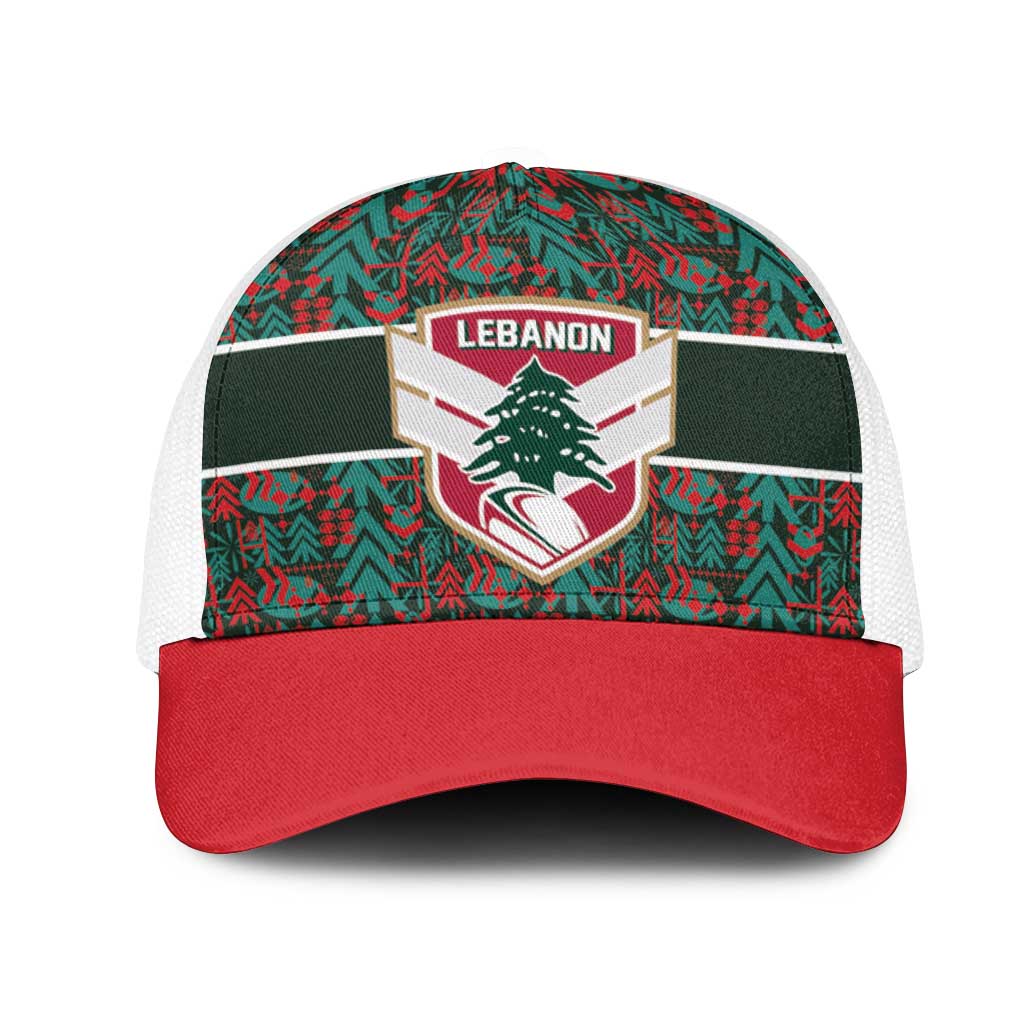 Lebanon Rugby Tree Crest Mesh Trucker Cap Lebanese Cedar Geometric Heritage