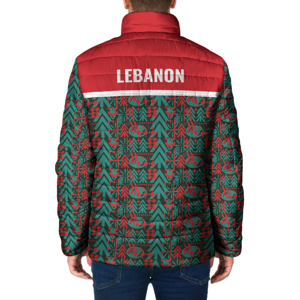 Lebanon Rugby Tree Crest Padded Jacket Lebanese Cedar Geometric Heritage