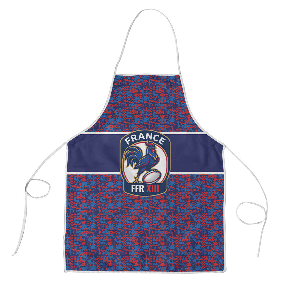 France Rugby Rooster Apron Gallic Pride Tricolour Geometry