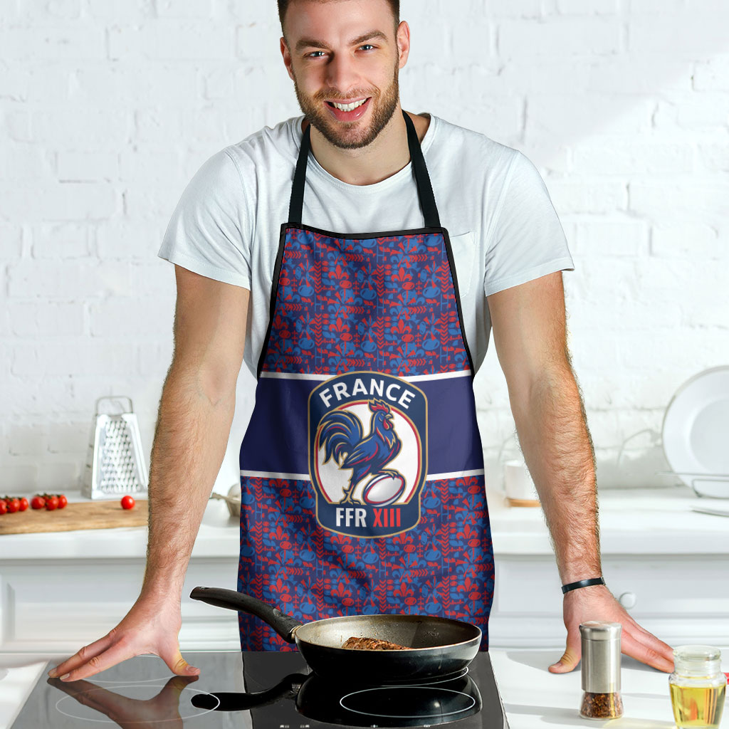 France Rugby Rooster Apron Gallic Pride Tricolour Geometry
