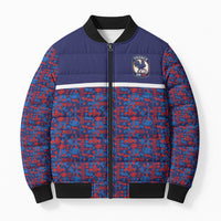 France Rugby Rooster Bomber Puffer Jacket Gallic Pride Tricolour Geometry