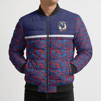 France Rugby Rooster Bomber Puffer Jacket Gallic Pride Tricolour Geometry