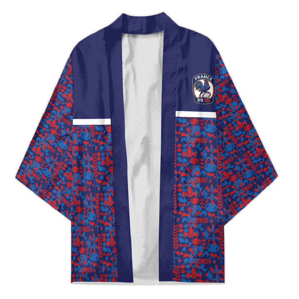 France Rugby Rooster Kimono Gallic Pride Tricolour Geometry